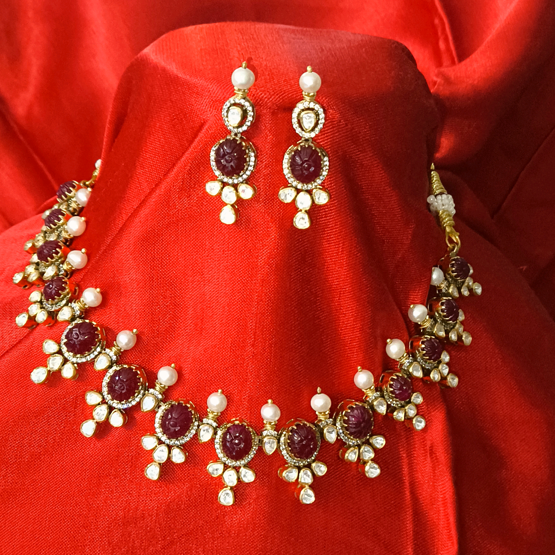 Ruby Moissanite Nacklace Set